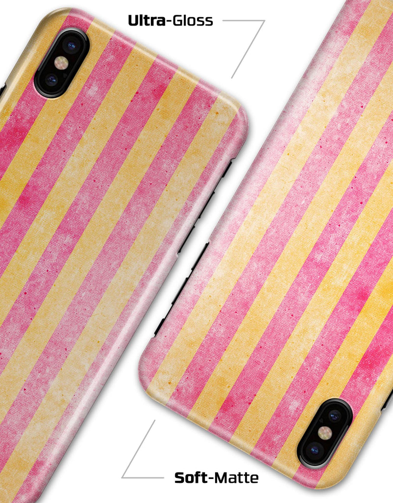 Faded Red and Mustard Vertical Stripes - iPhone X Clipit Case