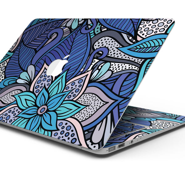 Floral Blues - Skin Decal Wrap Kit Compatible with the Apple MacBook Pro, Pro with Touch Bar or Air (11", 12", 13", 15" & 16" - All Versions Available)