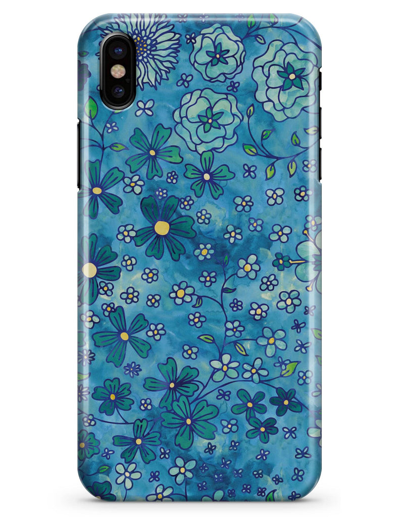 Floral Pattern on Blue Watercolor - iPhone X Clipit Case