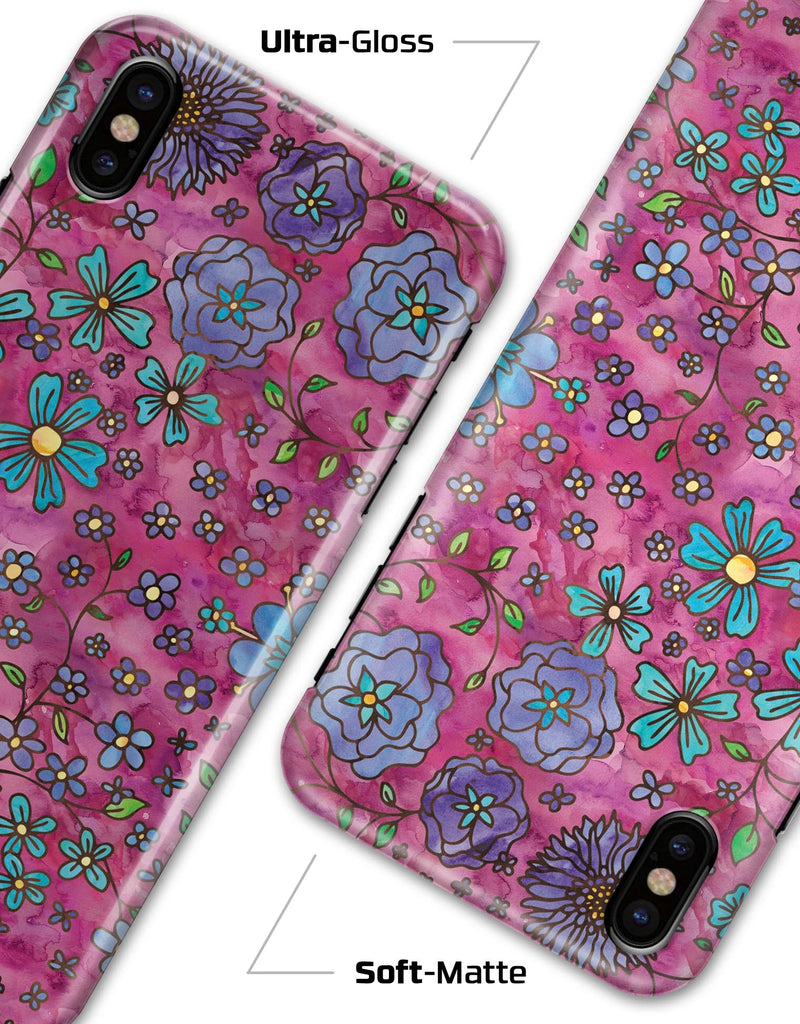 Floral Pattern on Wine Watercolor - iPhone X Clipit Case