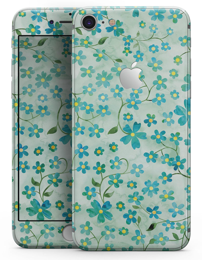 Flowers with Stems over Light Green Watercolor - Skin-kit for the iPhone 8 or 8 Plus