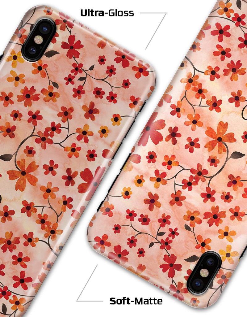 Flowers with Stems over Orange Watercolor - iPhone X Clipit Case