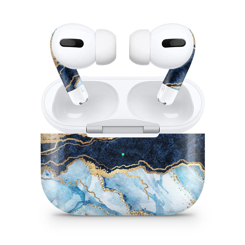 Foiled Marble Agate - Full Body Skin Decal Wrap Kit for the Wireless Bluetooth Apple Airpods Pro, AirPods Gen 1 or Gen 2 with Wireless Charging