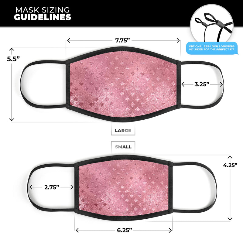 Glamorous Pink Micro Diamonds - Made in USA Mouth Cover Unisex Anti-Dust Cotton Blend Reusable & Washable Face Mask with Adjustable Sizing for Adult or Child