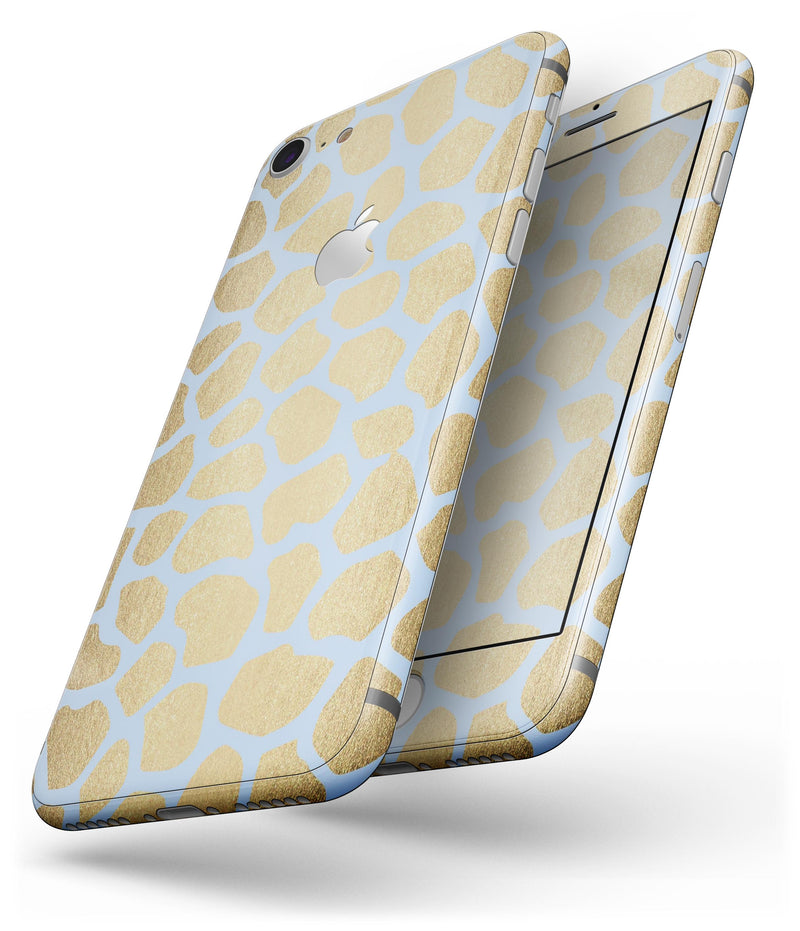 Gold Flaked Animal Light Blue 3 - Skin-kit for the iPhone 8 or 8 Plus