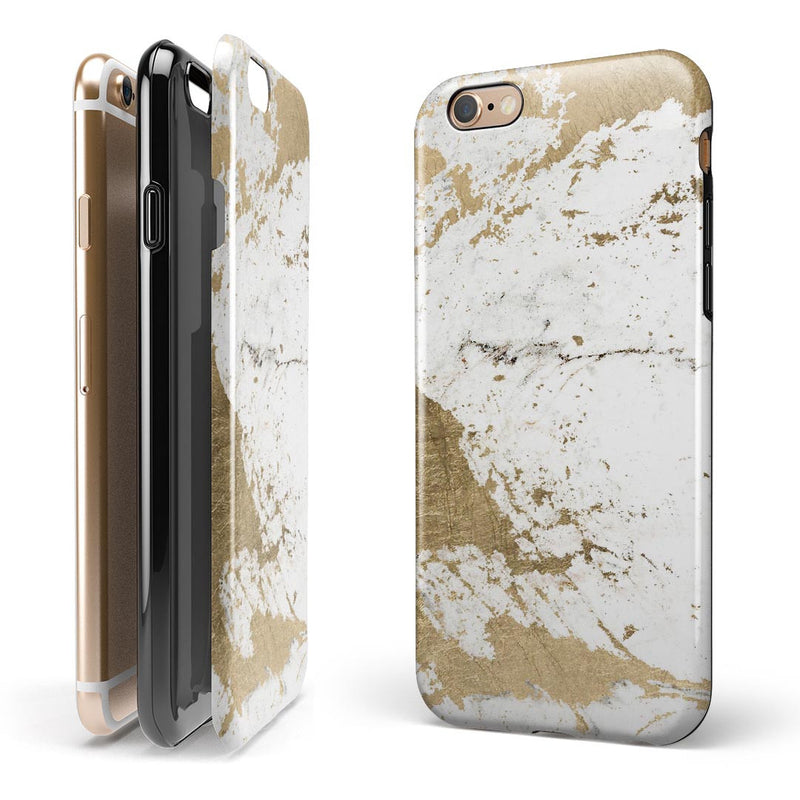 Gold Foiled Marble v1 iPhone 6/6s or 6/6s Plus 2-Piece Hybrid INK-Fuzed Case
