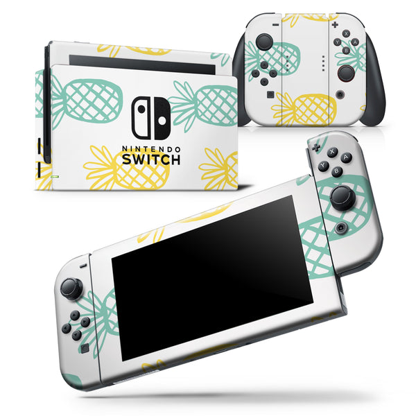 Gold and Mint Pineapple - Skin Wrap Decal for Nintendo Switch Lite Console & Dock - 3DS XL - 2DS - Pro - DSi - Wii - Joy-Con Gaming Controller