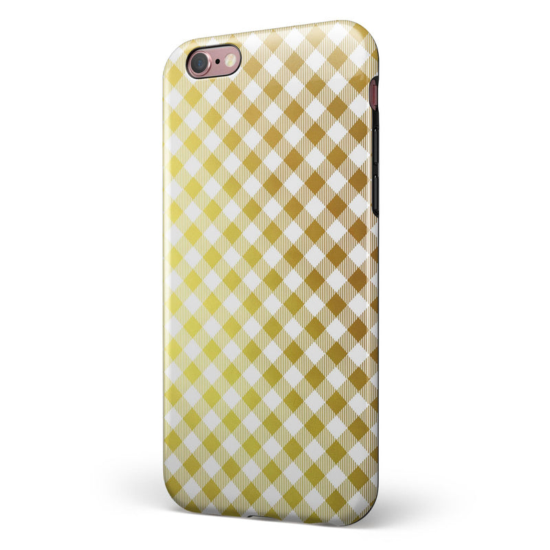 Gold and White Plaid Picnic Table Pattern iPhone 6/6s or 6/6s Plus 2-Piece Hybrid INK-Fuzed Case