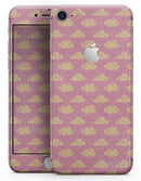 Golden Cartoon Clouds Over Pink - Skin-kit for the iPhone 8 or 8 Plus