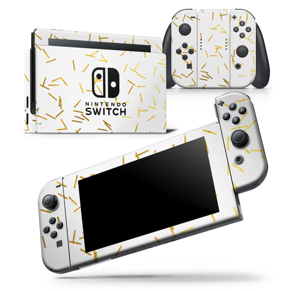 Golden Scattered Candy Sticks - Skin Wrap Decal for Nintendo Switch Lite Console & Dock - 3DS XL - 2DS - Pro - DSi - Wii - Joy-Con Gaming Controller