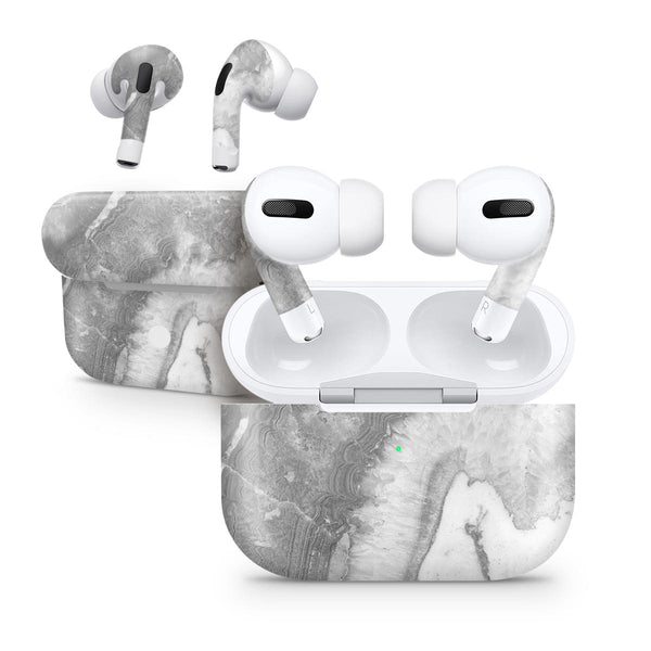 Gray Slate Marble V26 - Full Body Skin Decal Wrap Kit for the Wireless Bluetooth Apple Airpods Pro, AirPods Gen 1 or Gen 2 with Wireless Charging