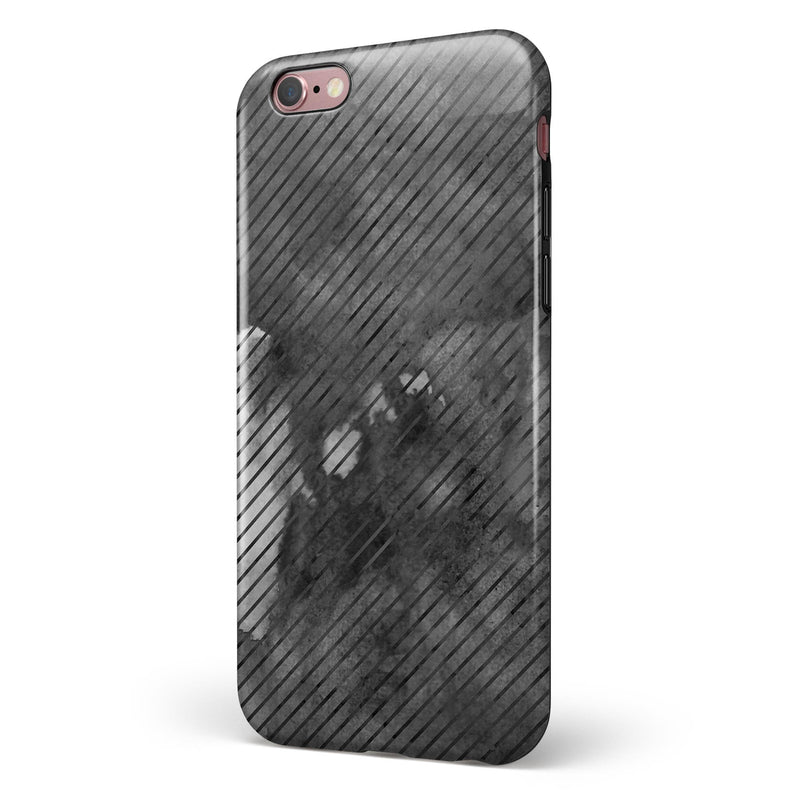 Gray Watercolor Stripes iPhone 6/6s or 6/6s Plus 2-Piece Hybrid INK-Fuzed Case