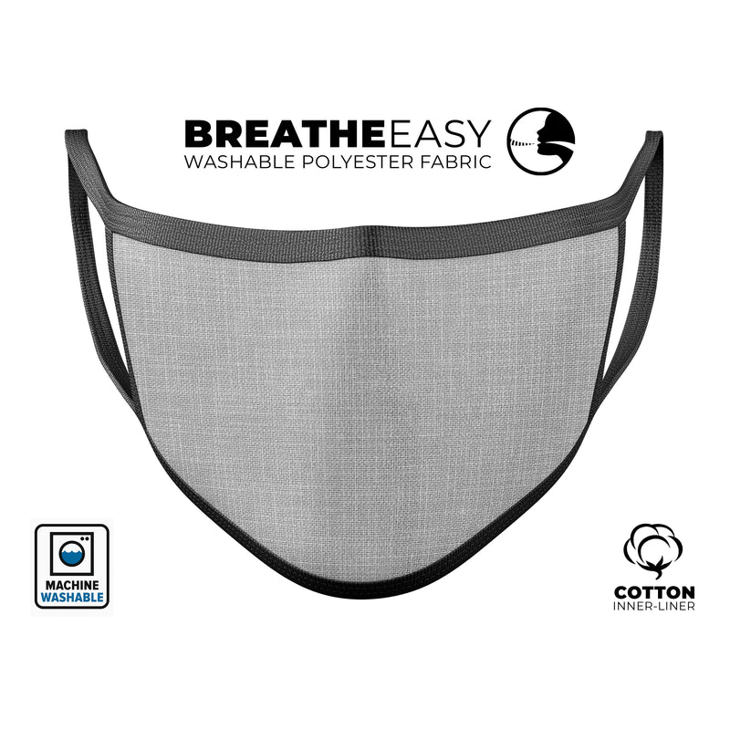 Gray and White Scratched Fabric - Made in USA Mouth Cover Unisex Anti-Dust Cotton Blend Reusable & Washable Face Mask with Adjustable Sizing for Adult or Child