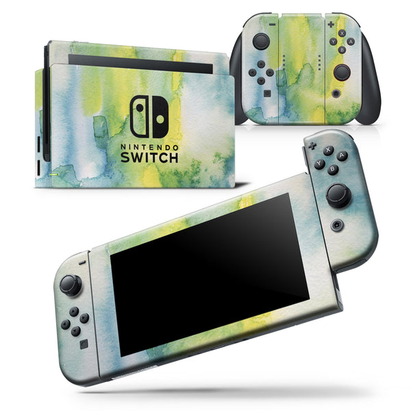Green 211 Absorbed Watercolor Texture - Skin Wrap Decal for Nintendo Switch Lite Console & Dock - 3DS XL - 2DS - Pro - DSi - Wii - Joy-Con Gaming Controller