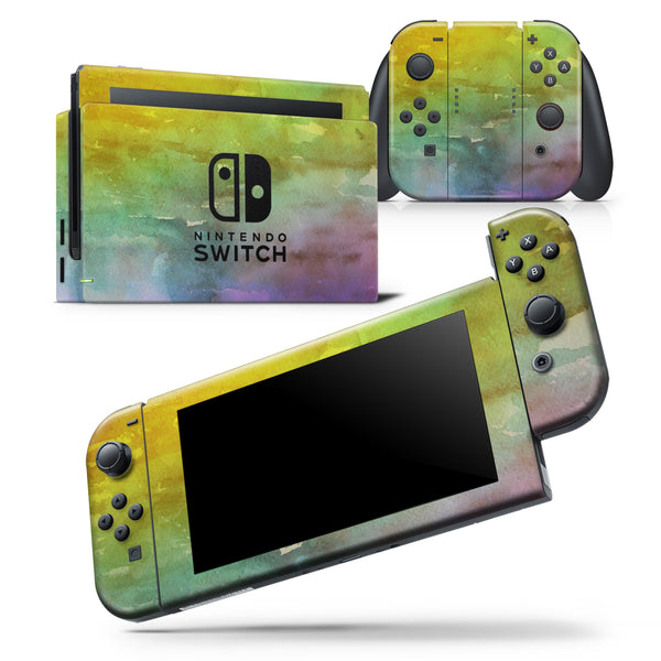 Green 592 Absorbed Watercolor Texture - Skin Wrap Decal for Nintendo Switch Lite Console & Dock - 3DS XL - 2DS - Pro - DSi - Wii - Joy-Con Gaming Controller
