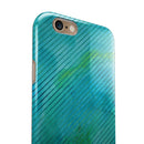 Green Blue Watercolor Stripes iPhone 6/6s or 6/6s Plus 2-Piece Hybrid INK-Fuzed Case