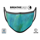 Green Blue Watercolor Stripes - Made in USA Mouth Cover Unisex Anti-Dust Cotton Blend Reusable & Washable Face Mask with Adjustable Sizing for Adult or Child