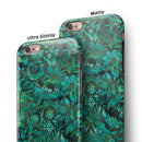 Green Damask Watercolor Pattern iPhone 6/6s or 6/6s Plus 2-Piece Hybrid INK-Fuzed Case