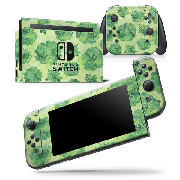 Green Floral Succulents - Skin Wrap Decal for Nintendo Switch Lite Console & Dock - 3DS XL - 2DS - Pro - DSi - Wii - Joy-Con Gaming Controller