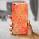 Green Polka Dots Over Water Colored Fire iPhone 6/6s or 6/6s Plus 2-Piece Hybrid INK-Fuzed Case
