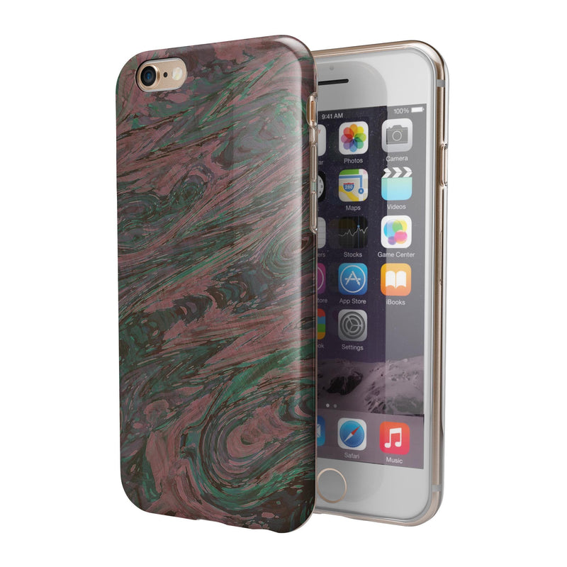 Green Slate Marble Surface V46 iPhone 6/6s or 6/6s Plus 2-Piece Hybrid INK-Fuzed Case