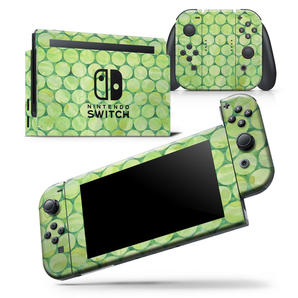 Green Sorted Large Watercolor Polka Dots - Skin Wrap Decal for Nintendo Switch Lite Console & Dock - 3DS XL - 2DS - Pro - DSi - Wii - Joy-Con Gaming Controller