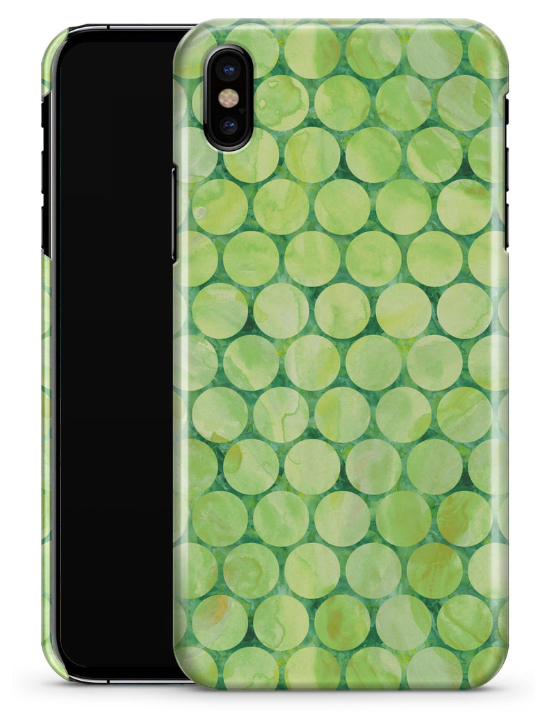 Green Sorted Large Watercolor Polka Dots - iPhone X Clipit Case