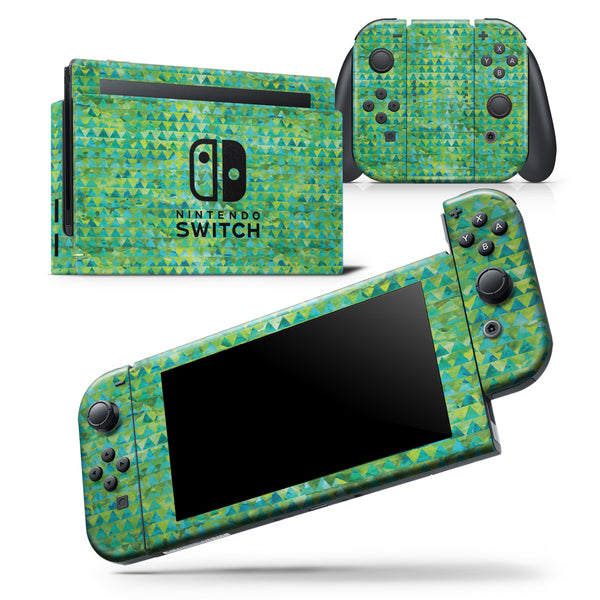 Green Textured Triangle Pattern - Skin Wrap Decal for Nintendo Switch Lite Console & Dock - 3DS XL - 2DS - Pro - DSi - Wii - Joy-Con Gaming Controller