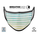 Green WaterColor Ombre Stripes - Made in USA Mouth Cover Unisex Anti-Dust Cotton Blend Reusable & Washable Face Mask with Adjustable Sizing for Adult or Child