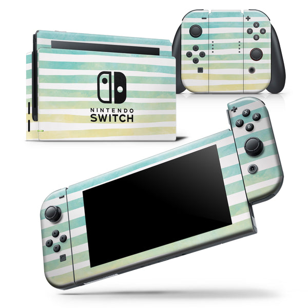 Green WaterColor Ombre Stripes - Skin Wrap Decal for Nintendo Switch Lite Console & Dock - 3DS XL - 2DS - Pro - DSi - Wii - Joy-Con Gaming Controller