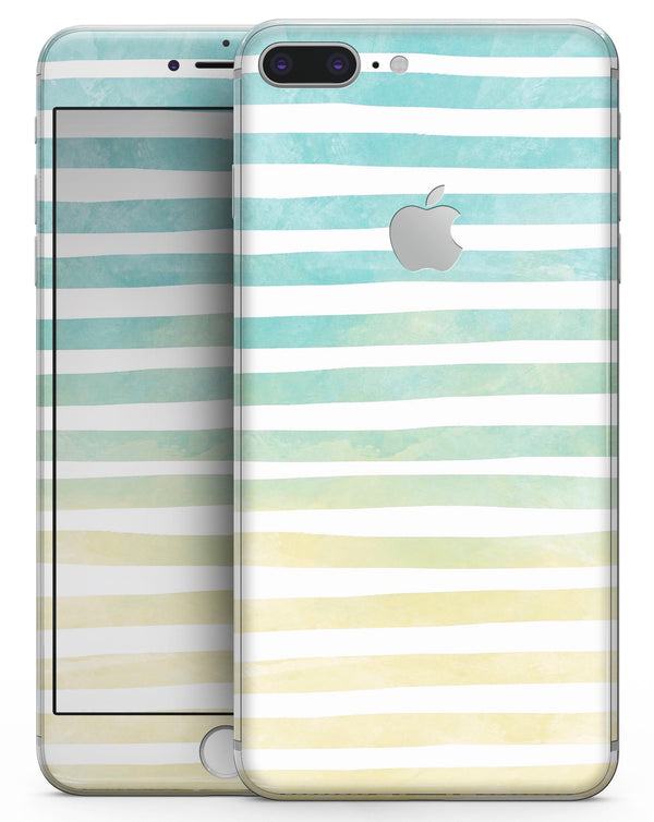Green WaterColor Ombre Stripes - Skin-kit for the iPhone 8 or 8 Plus