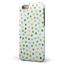 Green Watercolor Dots over White iPhone 6/6s or 6/6s Plus 2-Piece Hybrid INK-Fuzed Case