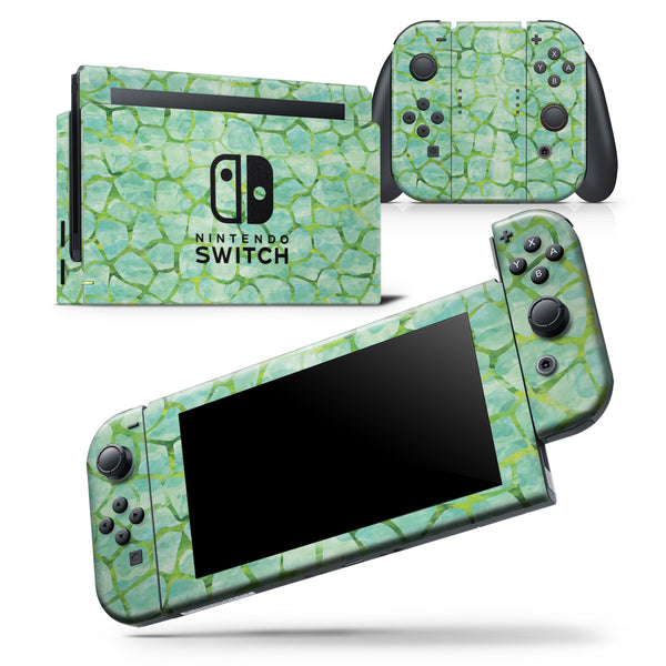 Green Watercolor Giraffe Pattern - Skin Wrap Decal for Nintendo Switch Lite Console & Dock - 3DS XL - 2DS - Pro - DSi - Wii - Joy-Con Gaming Controller