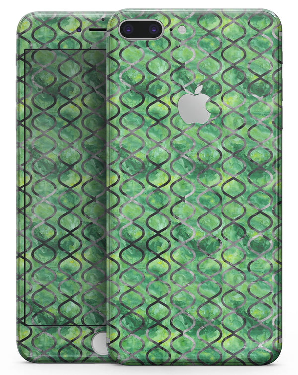 Green Watercolor Helix Pattern - Skin-kit for the iPhone 8 or 8 Plus