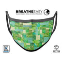 Green Watercolor Patchwork - Made in USA Mouth Cover Unisex Anti-Dust Cotton Blend Reusable & Washable Face Mask with Adjustable Sizing for Adult or Child