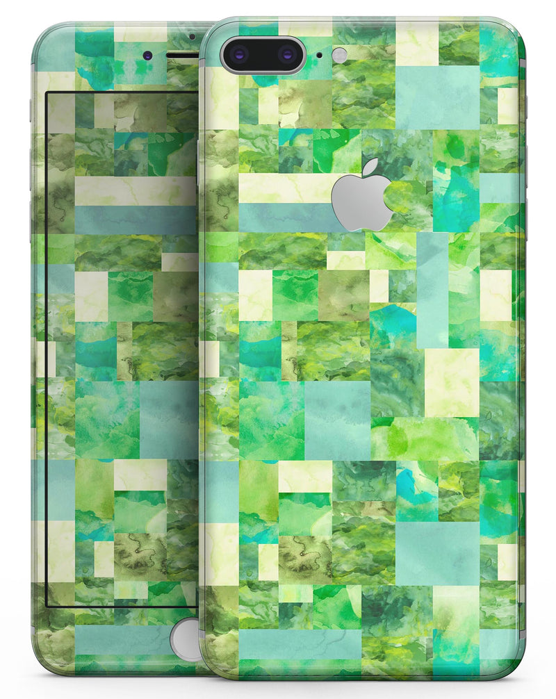 Green Watercolor Patchwork - Skin-kit for the iPhone 8 or 8 Plus