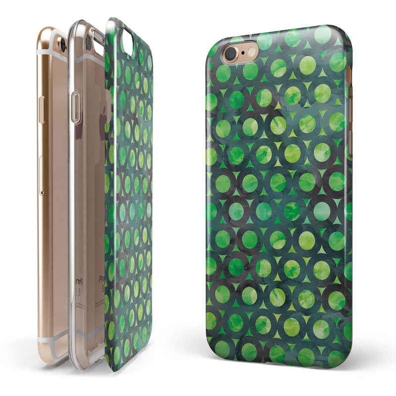 Green Watercolor Ring Pattern iPhone 6/6s or 6/6s Plus 2-Piece Hybrid INK-Fuzed Case
