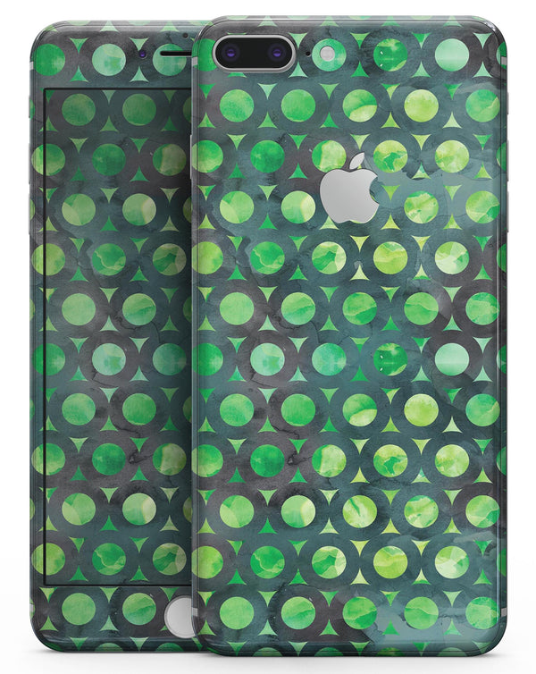 Green Watercolor Ring Pattern - Skin-kit for the iPhone 8 or 8 Plus