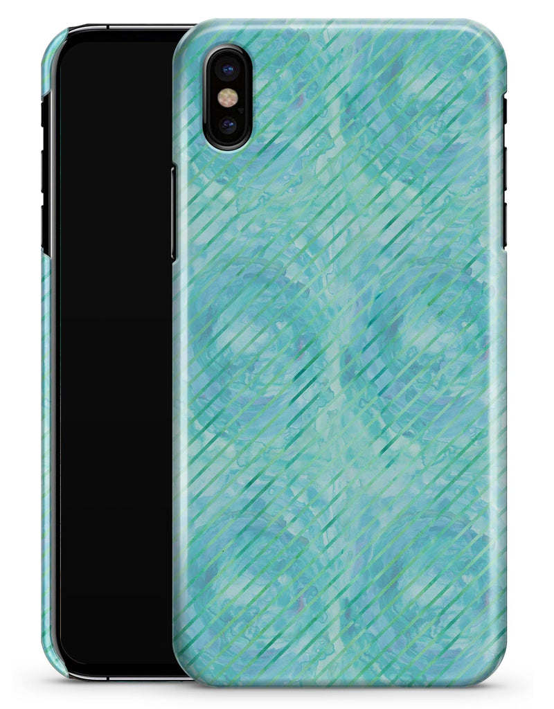 Green Watercolor Swirls and Diagonal Stripes Pattern - iPhone X Clipit Case