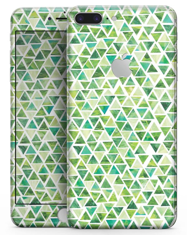 Green Watercolor Triangle Pattern - Skin-kit for the iPhone 8 or 8 Plus