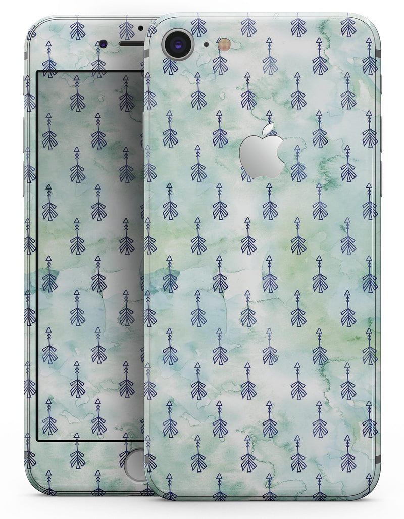 Green Watercolor Tribal Arrow Pattern - Skin-kit for the iPhone 8 or 8 Plus