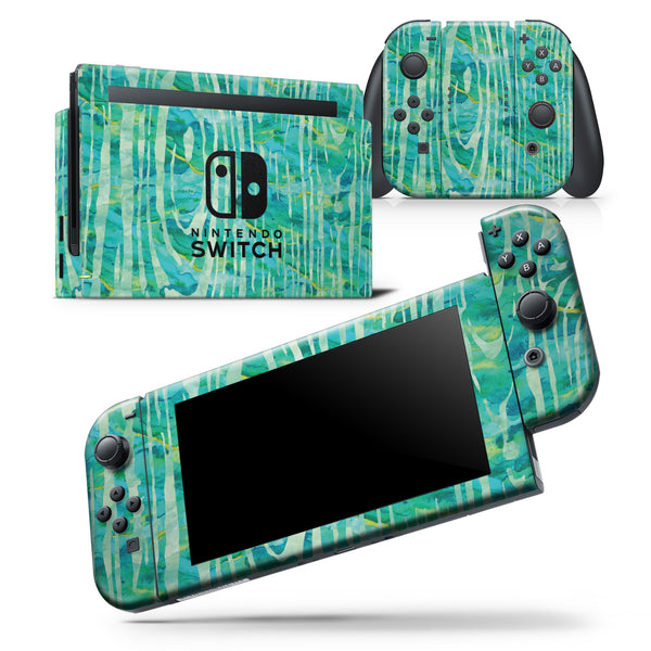 Green Watercolor Woodgrain - Skin Wrap Decal for Nintendo Switch Lite Console & Dock - 3DS XL - 2DS - Pro - DSi - Wii - Joy-Con Gaming Controller