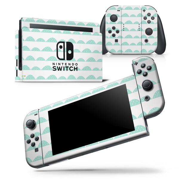 Green Waves with White Micro Dots - Skin Wrap Decal for Nintendo Switch Lite Console & Dock - 3DS XL - 2DS - Pro - DSi - Wii - Joy-Con Gaming Controller