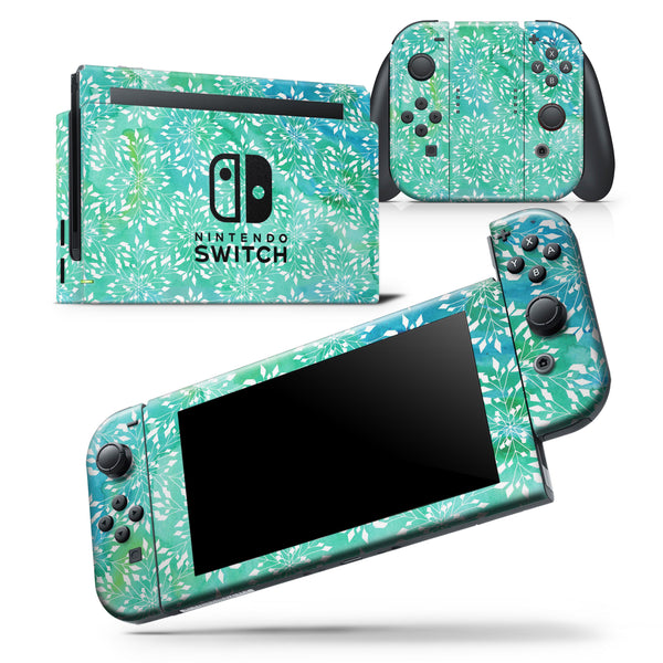 Green and Blue Wtaercolor Fractal Pattern - Skin Wrap Decal for Nintendo Switch Lite Console & Dock - 3DS XL - 2DS - Pro - DSi - Wii - Joy-Con Gaming Controller