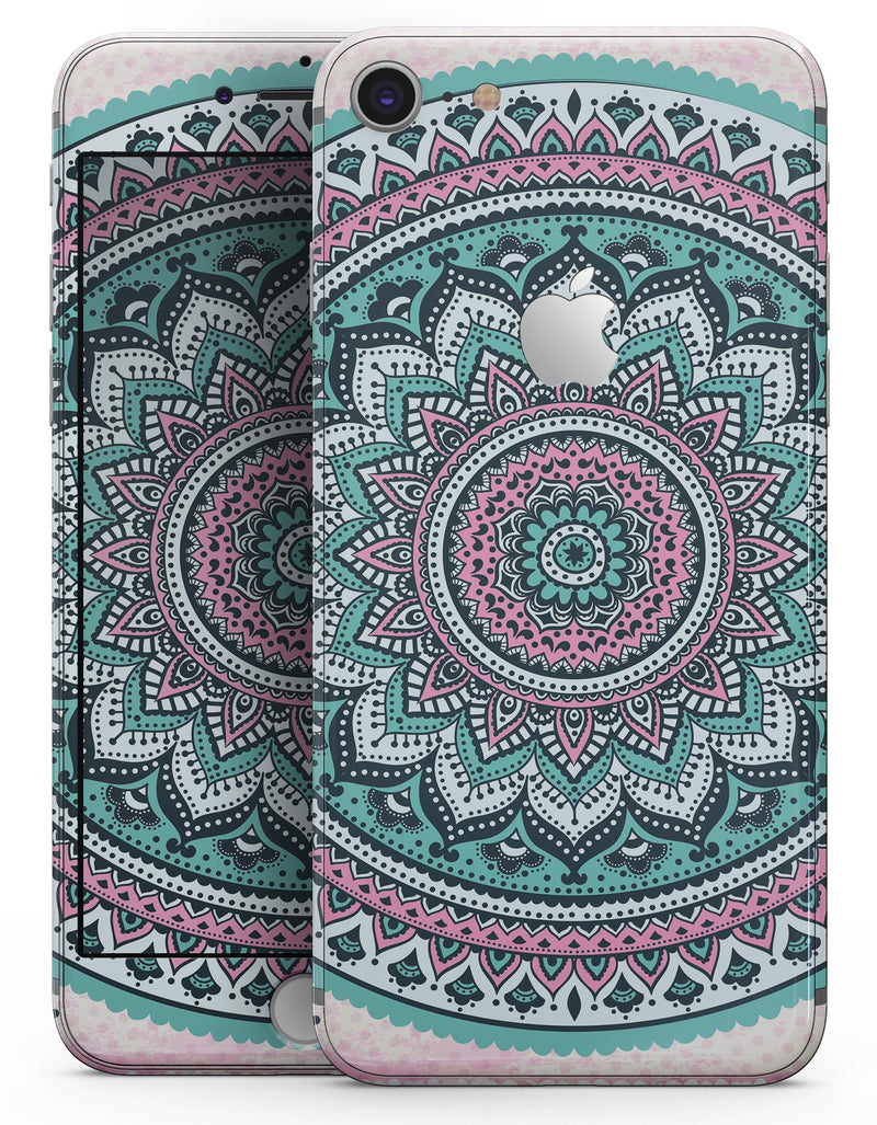Green and Pink Circle Mandala v9 - Skin-kit for the iPhone 8 or 8 Plus