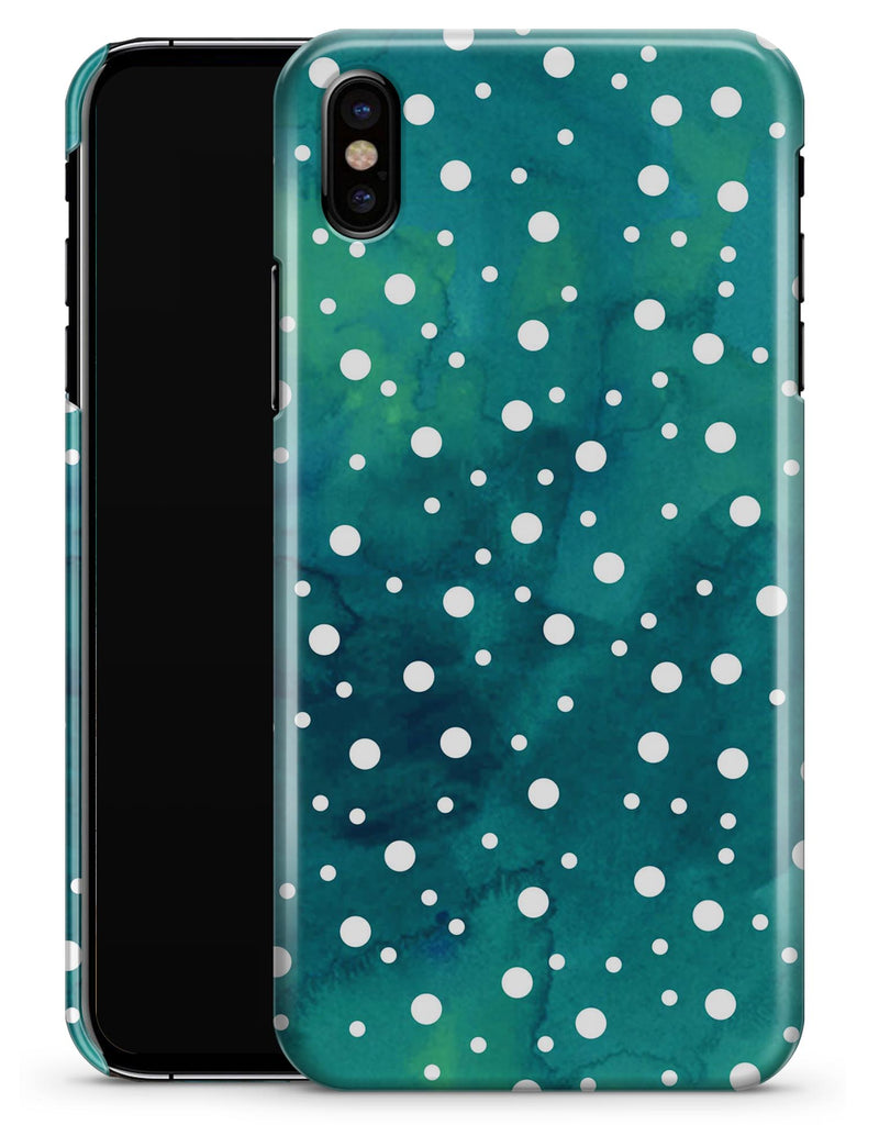 Green and White Watercolor Polka Dots - iPhone X Clipit Case