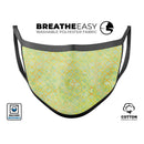 Green and Yellow Watercolor Helix Pattern - Made in USA Mouth Cover Unisex Anti-Dust Cotton Blend Reusable & Washable Face Mask with Adjustable Sizing for Adult or Child