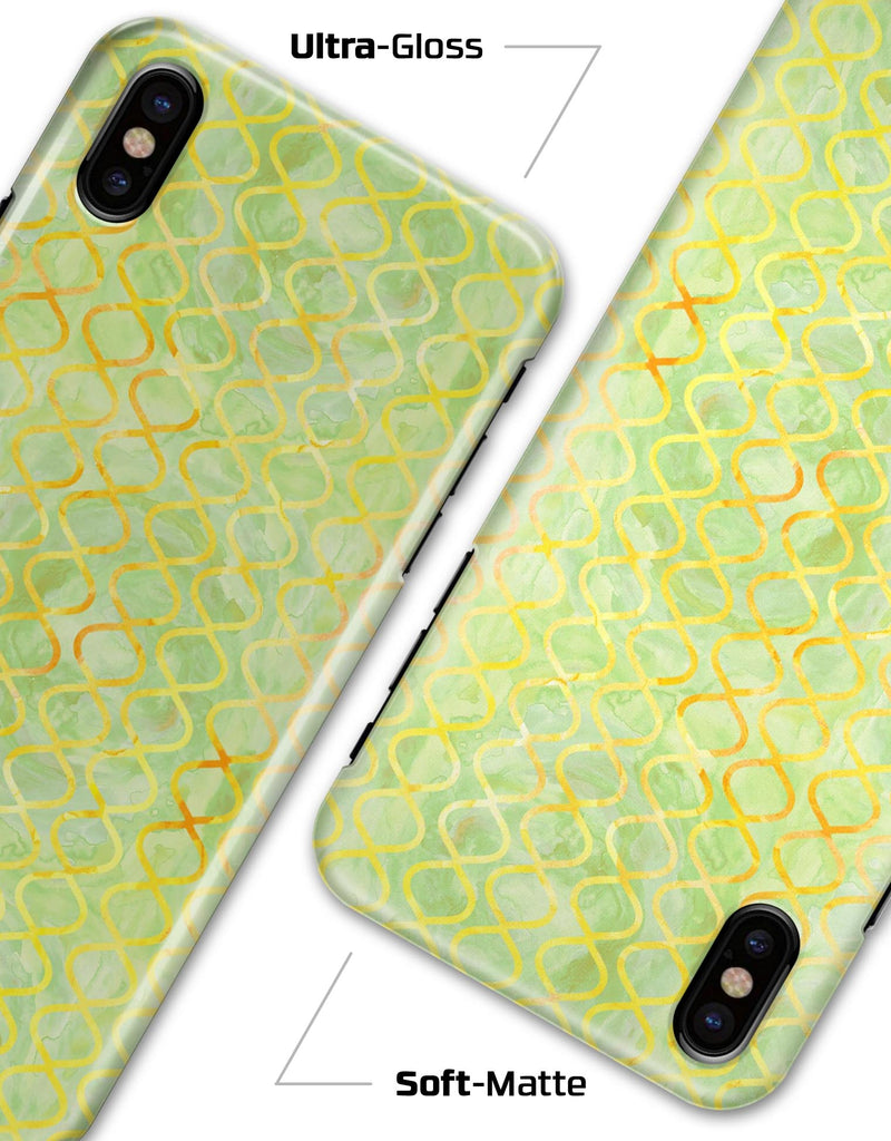 Green and Yellow Watercolor Helix Pattern - iPhone X Clipit Case