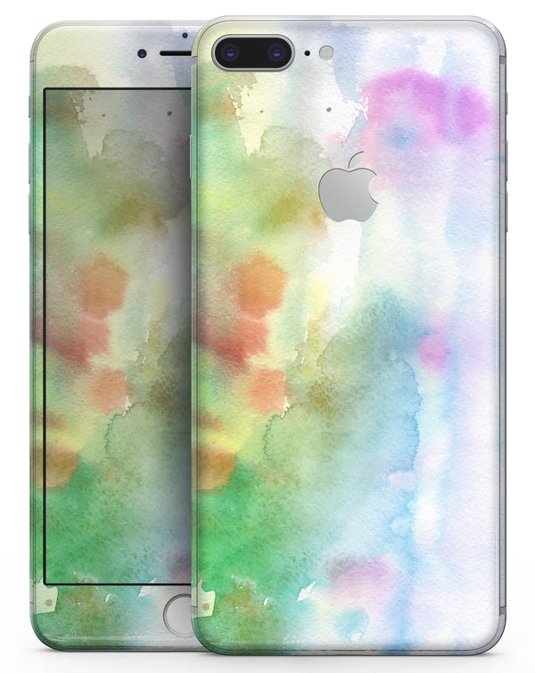 Green to Pink Absorbed Watercolor Texture - Skin-kit for the iPhone 8 or 8 Plus