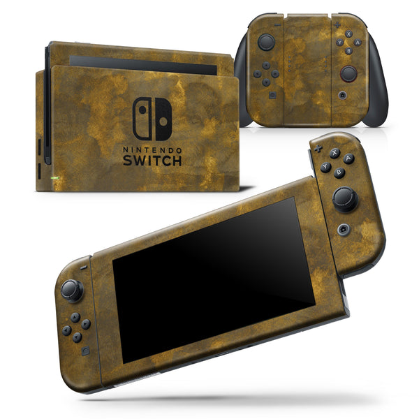 Grunge Golden Watercolor V1 - Skin Wrap Decal for Nintendo Switch Lite Console & Dock - 3DS XL - 2DS - Pro - DSi - Wii - Joy-Con Gaming Controller